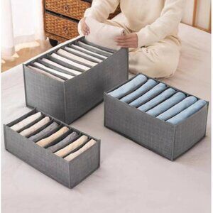 Canvas Drawer Shelf Storage Divided Sections Gray 3 Sizes Available 3Pack